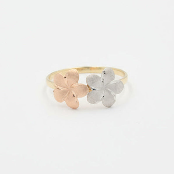 Anillo de Oro 14k Florentino con Diseño de Doble Flor mod. 9951