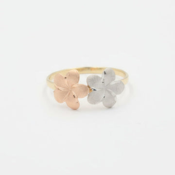 Anillo de Oro 14k Florentino con Diseño de Doble Flor mod. 9951