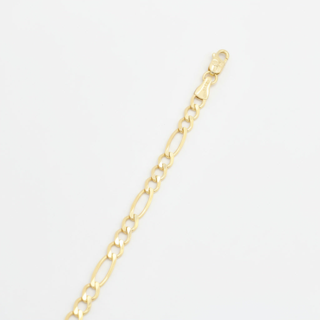 Pulsera de Oro 14k Fígaro 3x1 con Cierre de Reasa de Seguridad mod. 9997