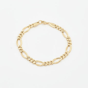 Pulsera de Oro 14k Fígaro Reforzado Eslabón Oval y Torcido con Broche de Seguridad mod. 9998