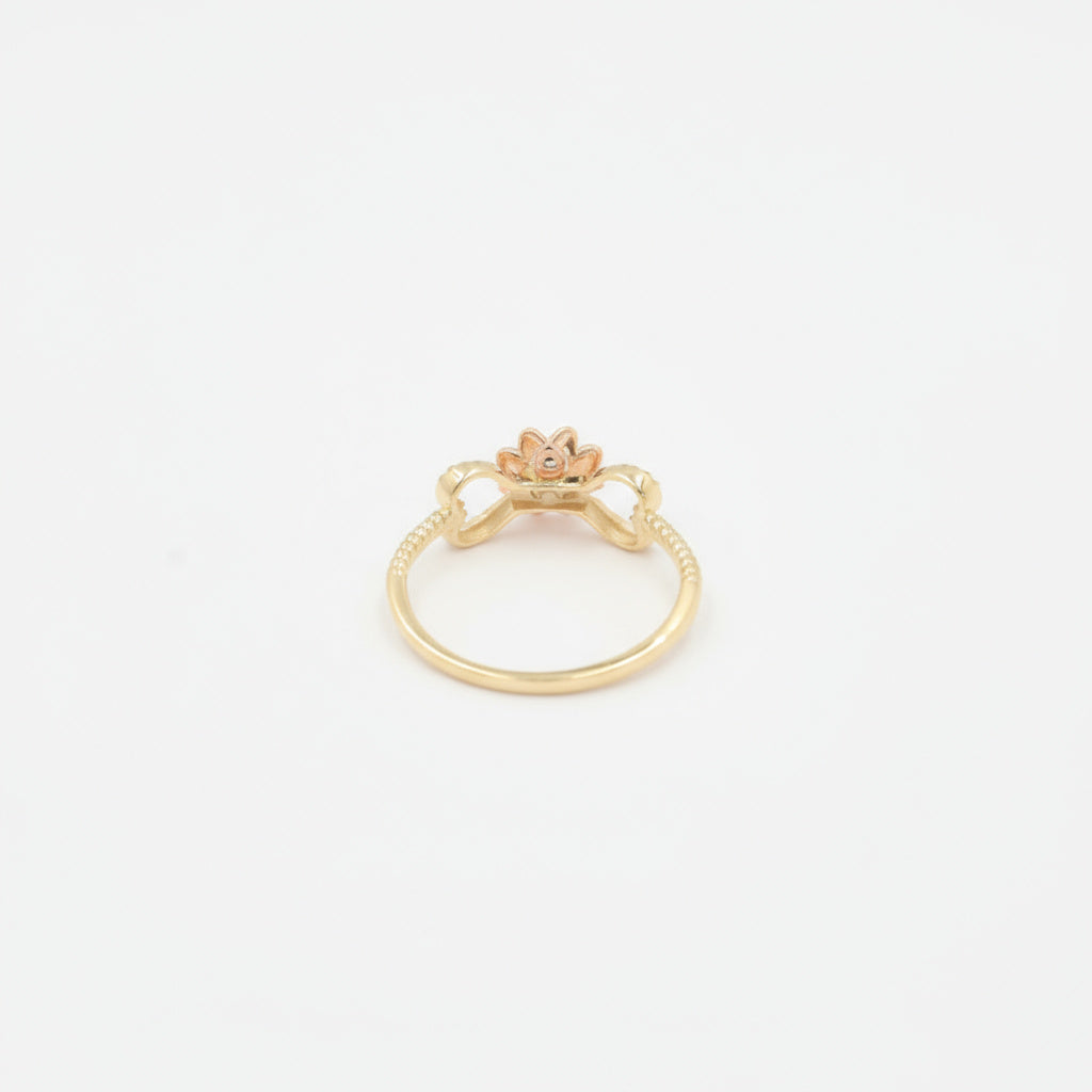 Anillo de Oro 14k Diseño de Trébol y Corazones con Zirconias Brillantes mod. 9943