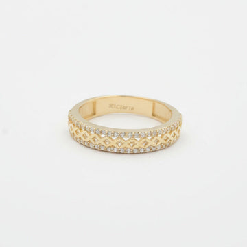 Anillo de Oro 14k Diseño Entrelazado Adornado con Zirconias mod. 9956