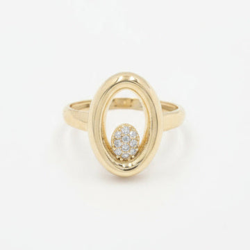 Anillo de Oro 14k Diseño de Doble Óvalo con Incrustado de Zirconias mod. 9982