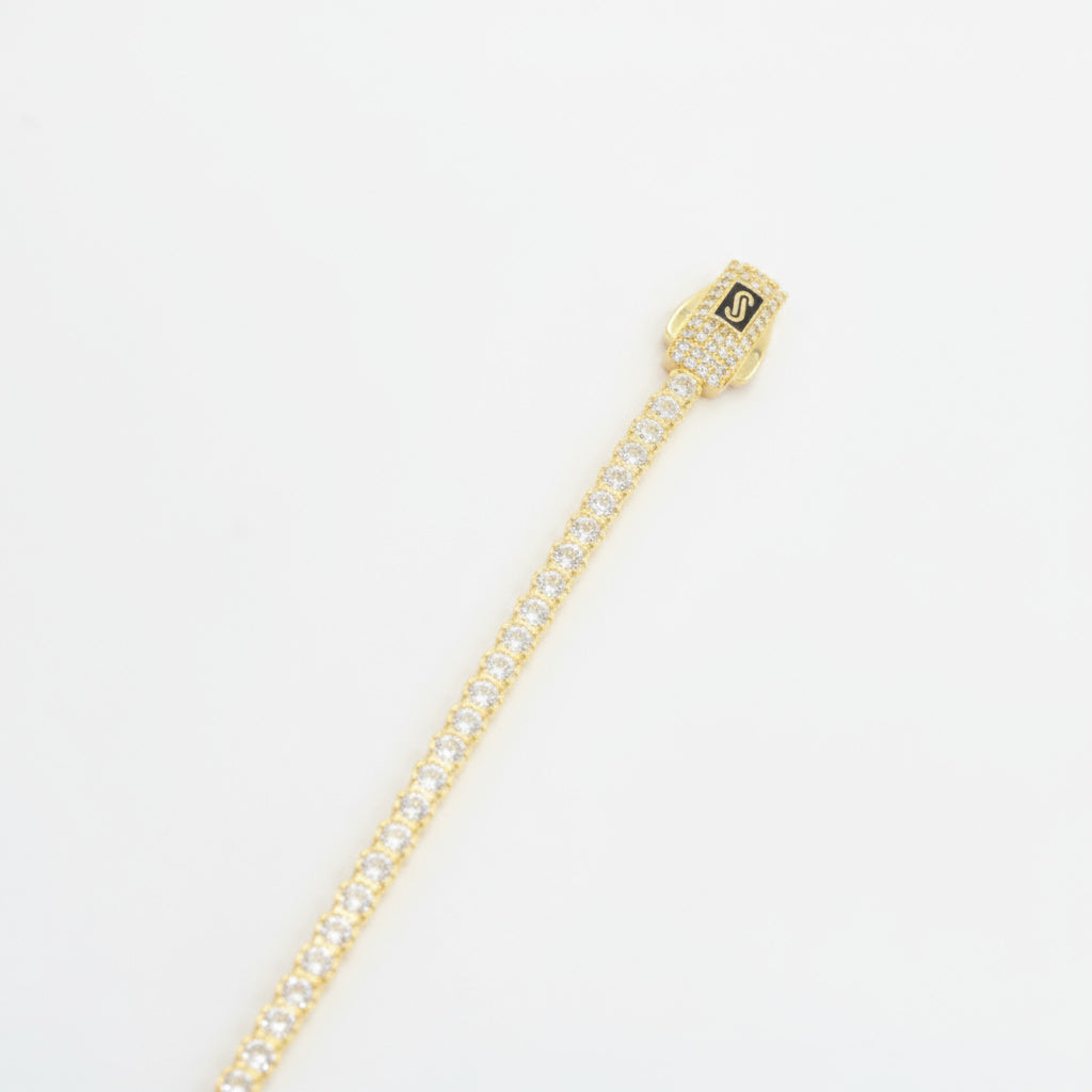 Pulsera de Oro 14k Mónaco Chain Modelo Aqua con Incrustado de Zirconias mod. 9995