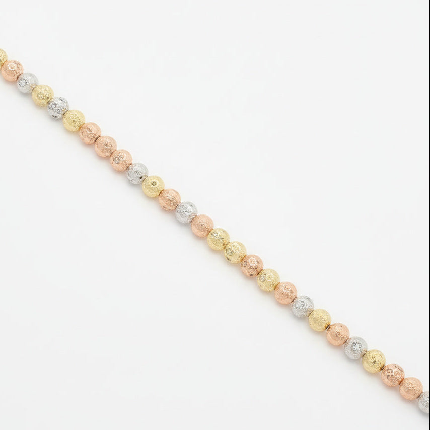 Pulsera de Oro 14k Florentino con Diseño de Esferas Facetadas mod. 10002