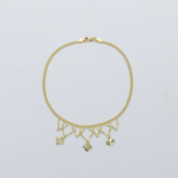 Pulsera de Oro 14k Fina con Detalle Especial en Diseño de Red con Tréboles Diamantados mod. 10021