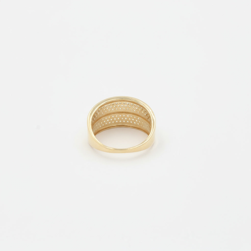 Anillo de Oro 14k Pavé de Zirconias en Tres Niveles mod. 9944
