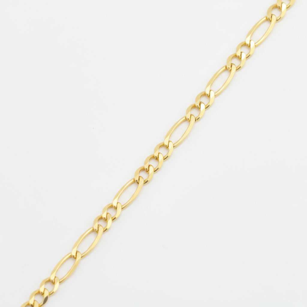 Pulsera de Oro 14k Fígaro 3x1 con Cierre de Reasa de Seguridad mod. 9997