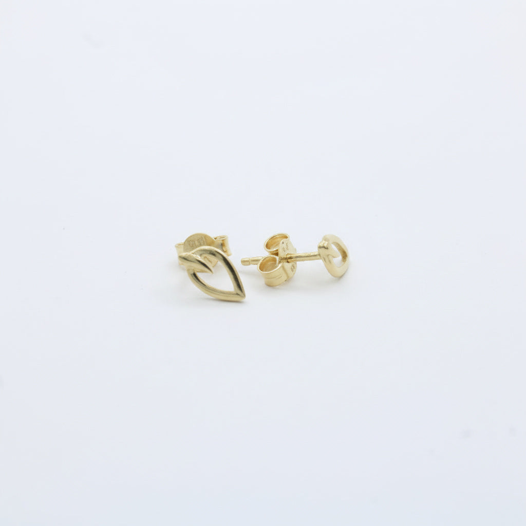 Arete de Oro 14k con Diseño Liso de Hoja mod. 10051