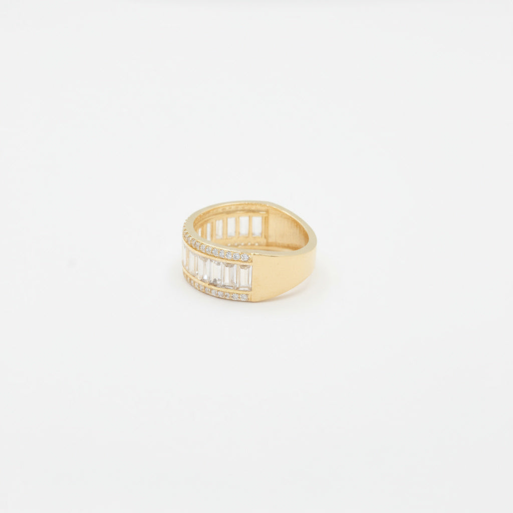 Anillo de Oro 14k con Incrustaciones Finas y Zirconias Baguette mod. 9954