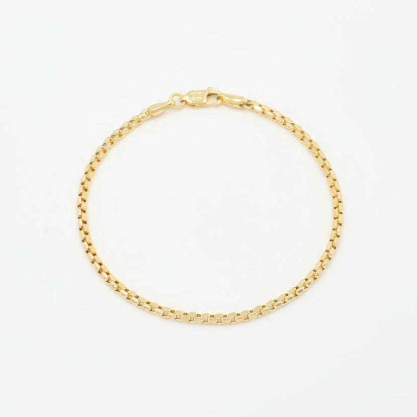 Pulsera de Oro 14k Eslabón Veneciano Cuadrado con Cierre de Pestaña de Lujo mod. 10000