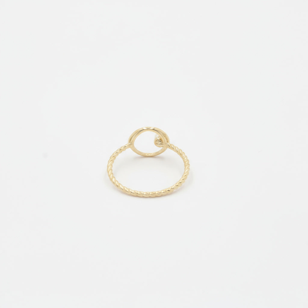 Anillo de Oro 14k Solitario de Perla Natural y Cuerda Fina mod. 9983