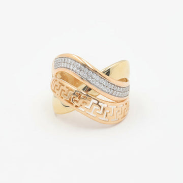 Anillo de Oro 14k Florentino con Diseño de Grecas y Toque de Zirconias mod. 9972