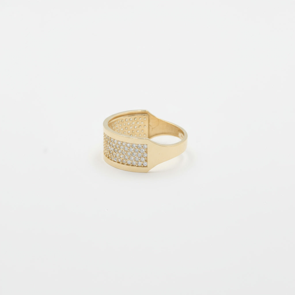 Anillo de Oro 14k Pavé de Zirconias en Dos Niveles mod. 9961