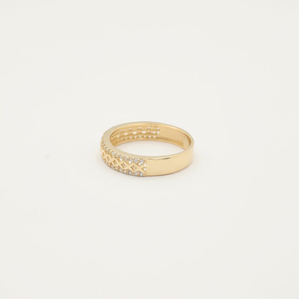 Anillo de Oro 14k Diseño Entrelazado Adornado con Zirconias mod. 9956