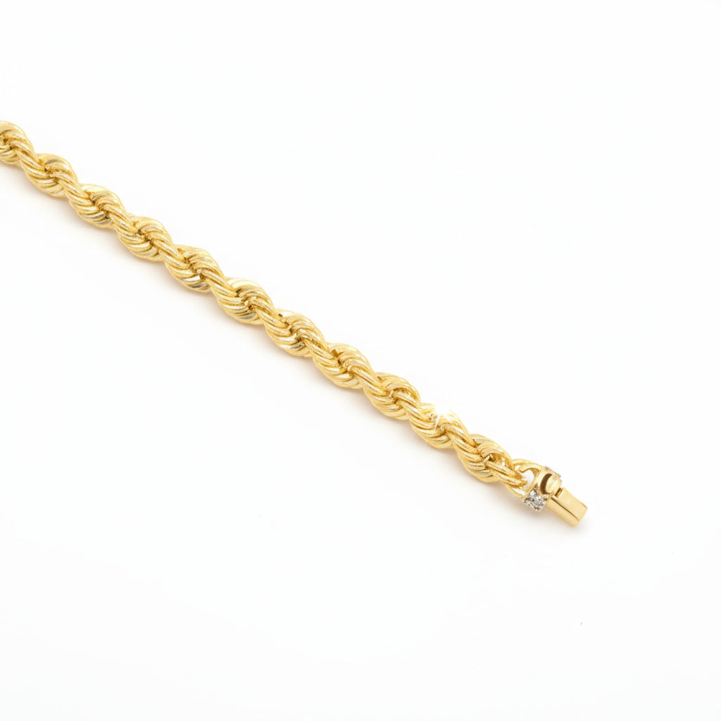 Pulsera de Oro 14k Torzal con Cilindro de Pavé de Zirconias mod. 9993