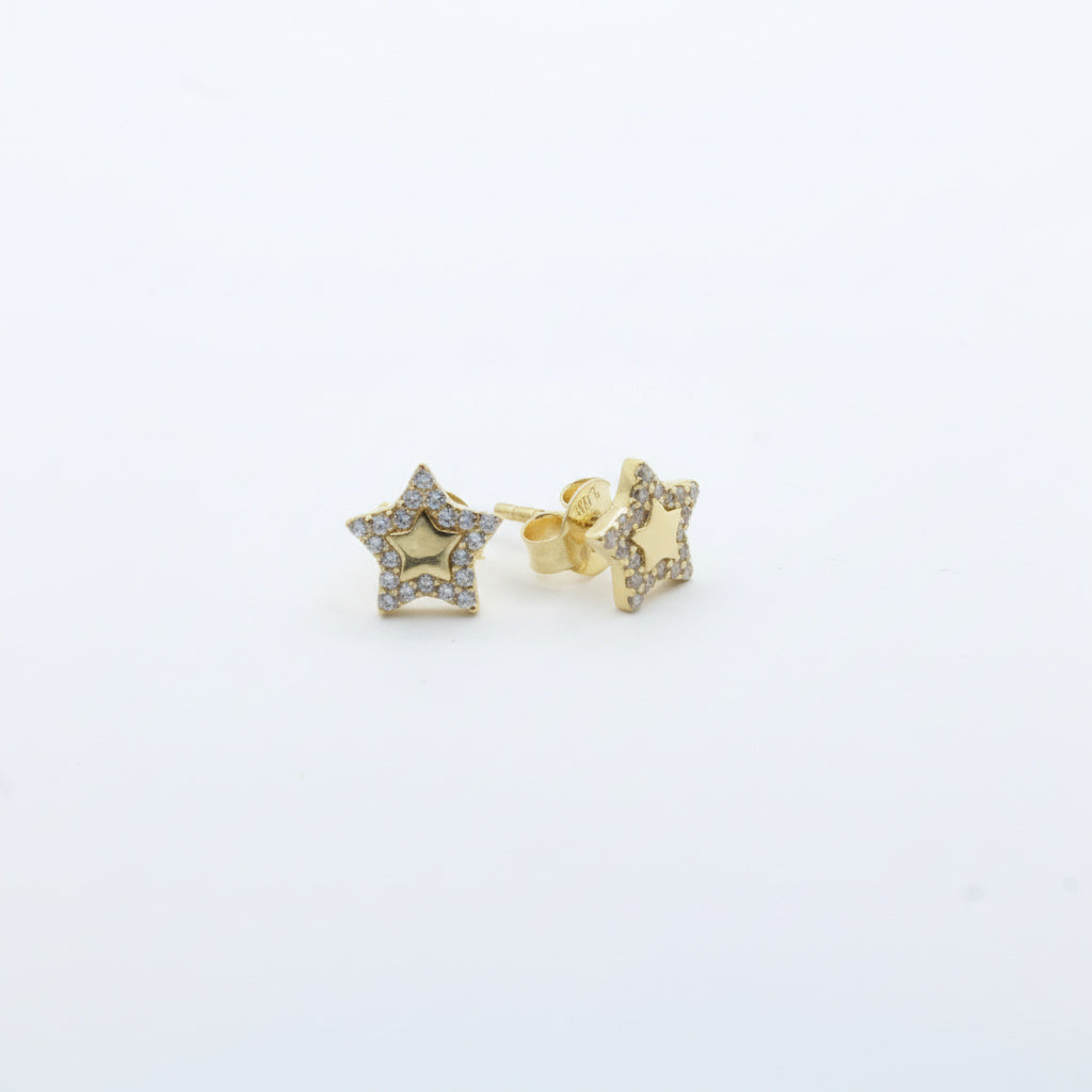 Arete de Oro 14k Estrella con Incrustado de Zirconias Finas mod. 10049