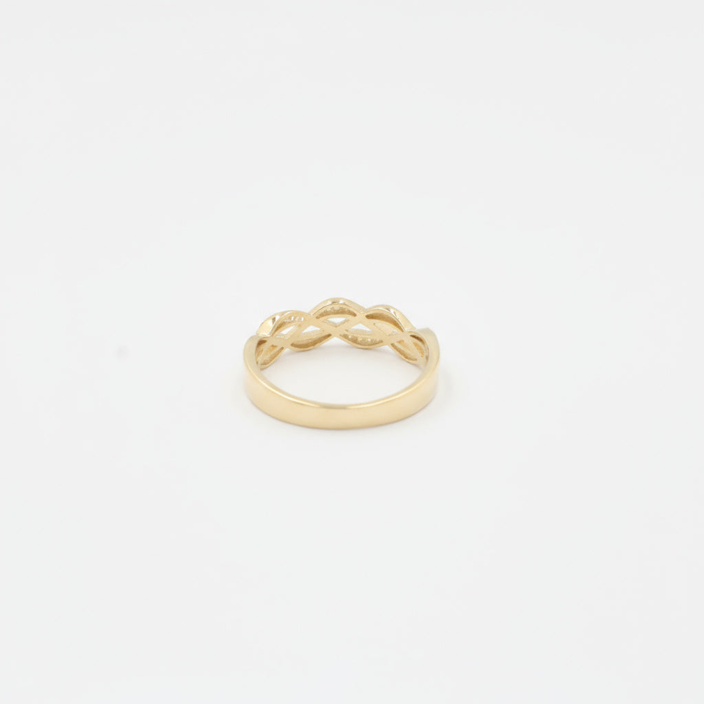 Anillo de Oro 14k Diseño Trenzado con Incrustado de Zirconias mod. 9958
