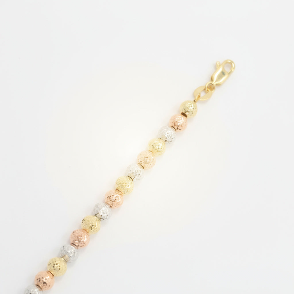 Pulsera de Oro 14k Florentino con Diseño de Esferas Facetadas mod. 10002