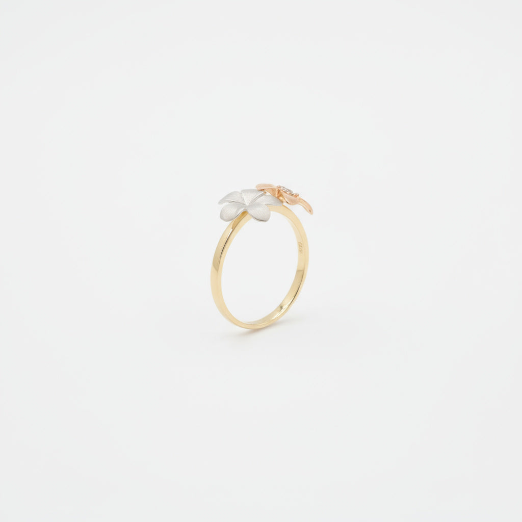 Anillo de Oro 14k Florentino con Diseño de Doble Flor mod. 9951