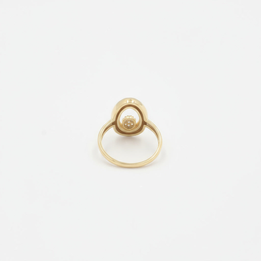 Anillo de Oro 14k Diseño de Doble Óvalo con Incrustado de Zirconias mod. 9982