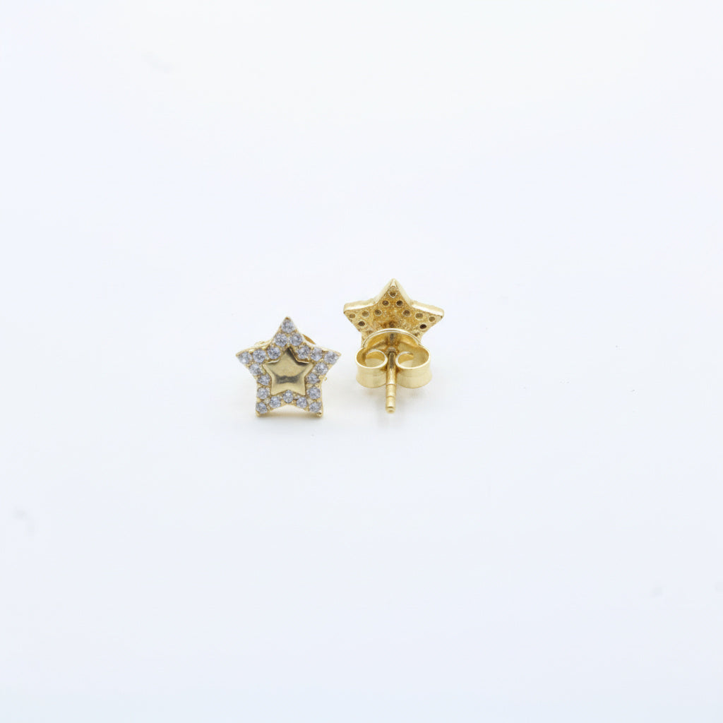 Arete de Oro 14k Estrella con Incrustado de Zirconias Finas mod. 10049