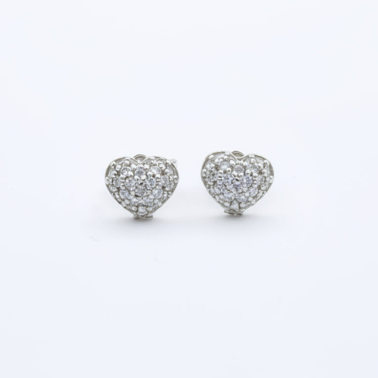 Arete de Oro 14k Corazón con Incrustado de Zirconias Finas mod. 10057