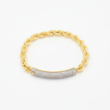 Pulsera de Oro 14k Torzal con Cilindro de Pavé de Zirconias mod. 9993