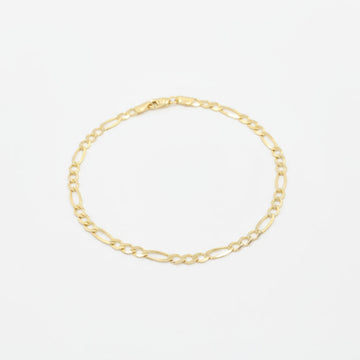 Pulsera de Oro 14k Fígaro 3x1 con Cierre de Reasa de Seguridad mod. 9997