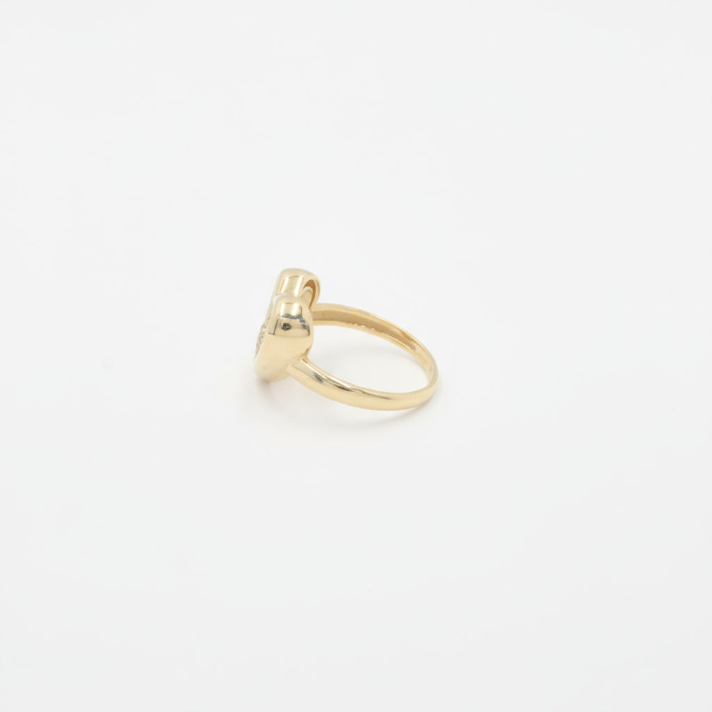 Anillo de Oro 14k Diseño de Doble Corazón con Incrustado de Zirconias mod. 9980