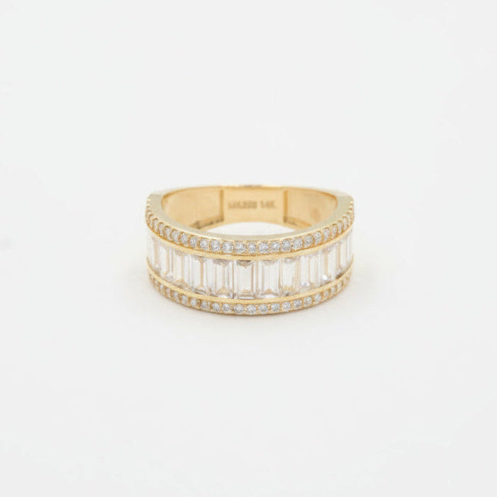 Anillo de Oro 14k con Incrustaciones Finas y Zirconias Baguette mod. 9954