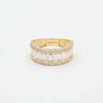 Anillo de Oro 14k con Incrustaciones Finas y Zirconias Baguette mod. 9954