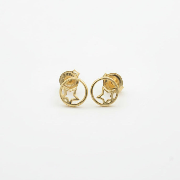 Arete de Oro 14k con Diseño de Esfera con Estrella mod. 10052