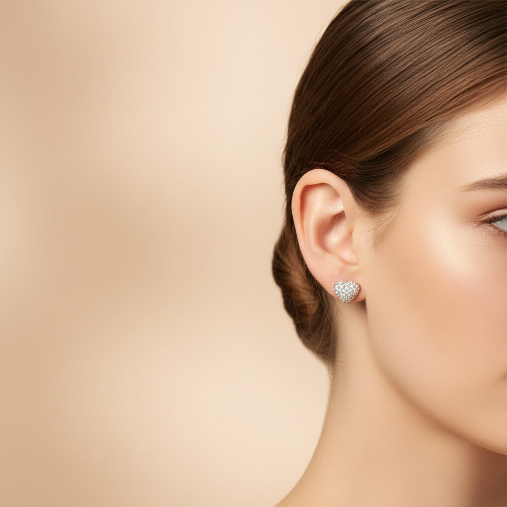 Arete de Oro 14k Corazón con Incrustado de Zirconias Finas mod. 10057