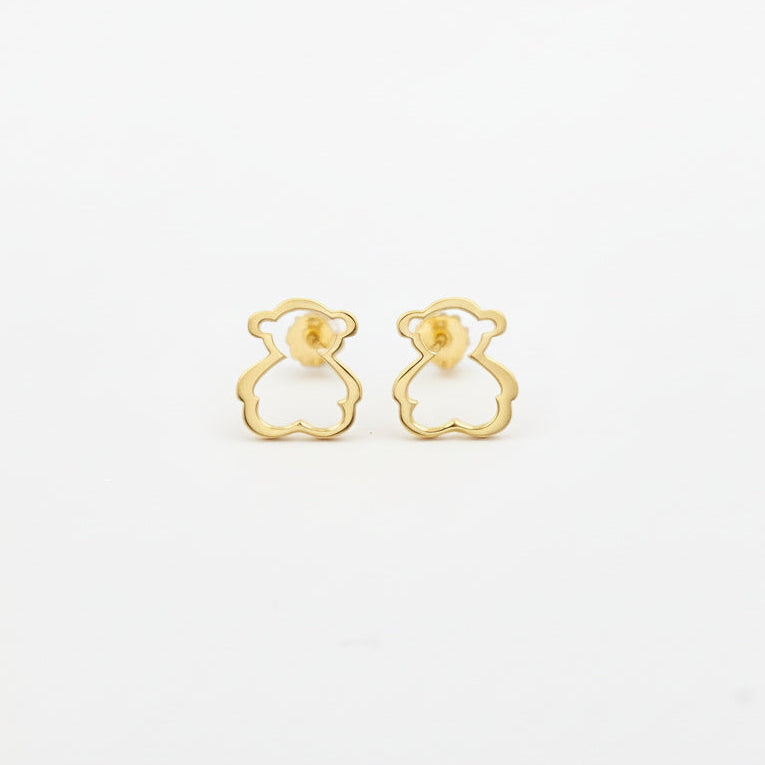 Arete de Oro 14k con Diseño Liso de Osito mod. 10053