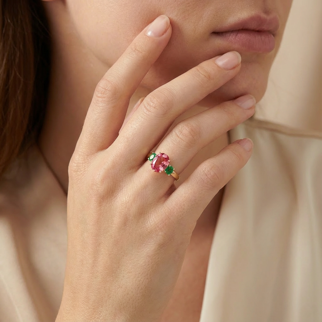 Anillo de Oro 14k Diseño de Rosa con Incrustado de Zirconias mod. 10396
