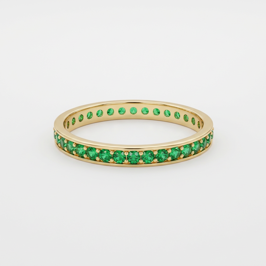 Anillo de Oro 14k Estilo Churumbela con Zirconias Color Verde mod. 10387