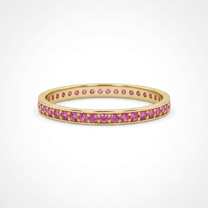 Anillo de Oro 14k Estilo Churumbela con Zirconias Color Rosa mod. 10385
