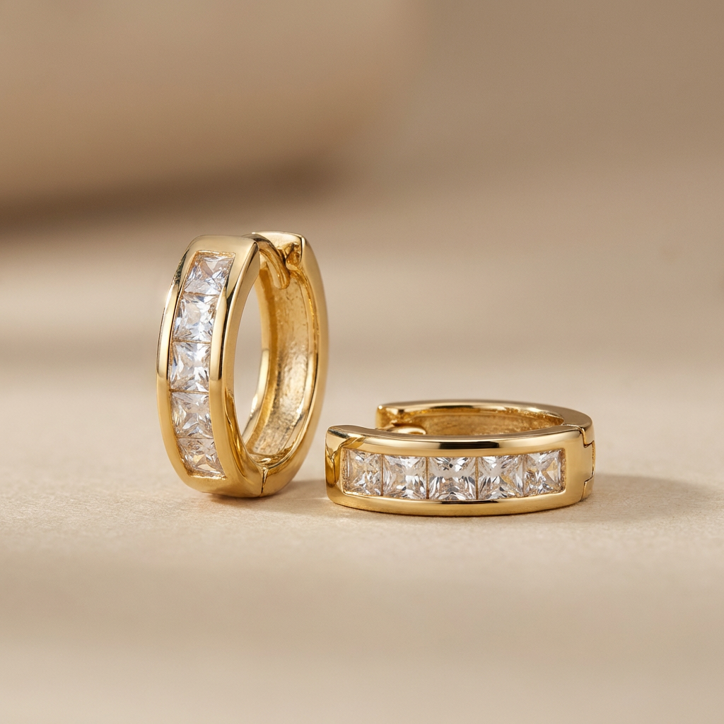 Grapa de Oro 14k Doble Vista Elegante Bicolor con Diamantado y Zirconias mod. 10595