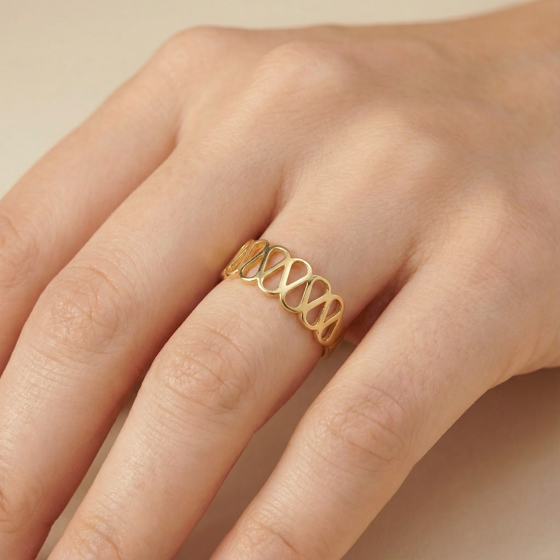 Anillo de Oro 14k Diseño de Ondas Amor Eterno mod. 10292