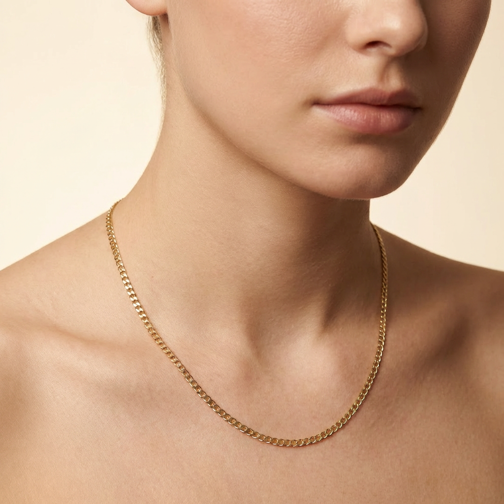 Cadena de Oro 14k Tejido Cubano Plana Diamantada mod. 10520