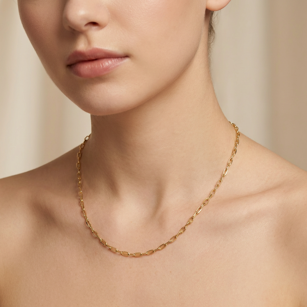 Cadena de Oro 14k Tejido Eslabón Paper Clip mod. 10521