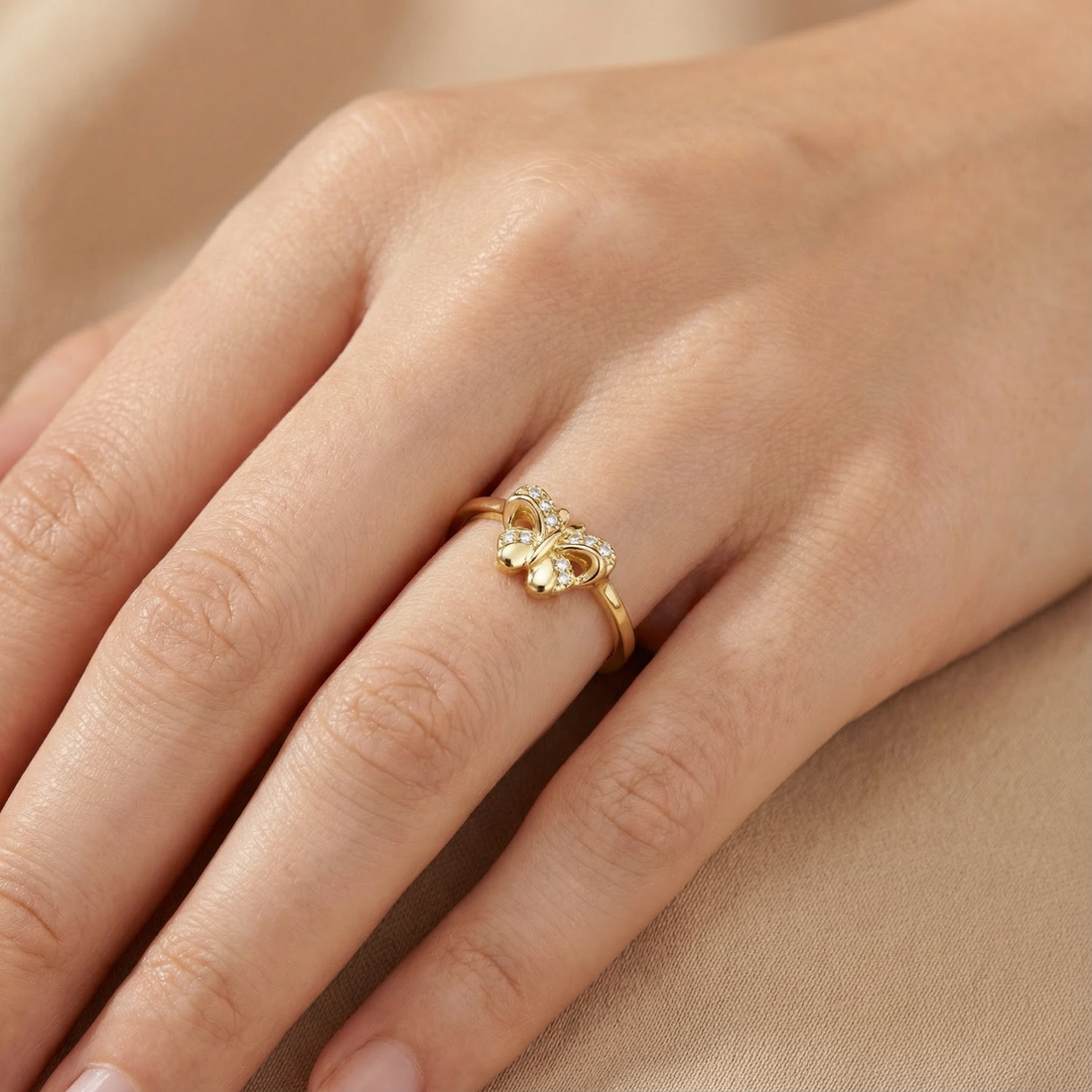 Anillo de Oro 14k Mariposa con Zirconias mod. 10285