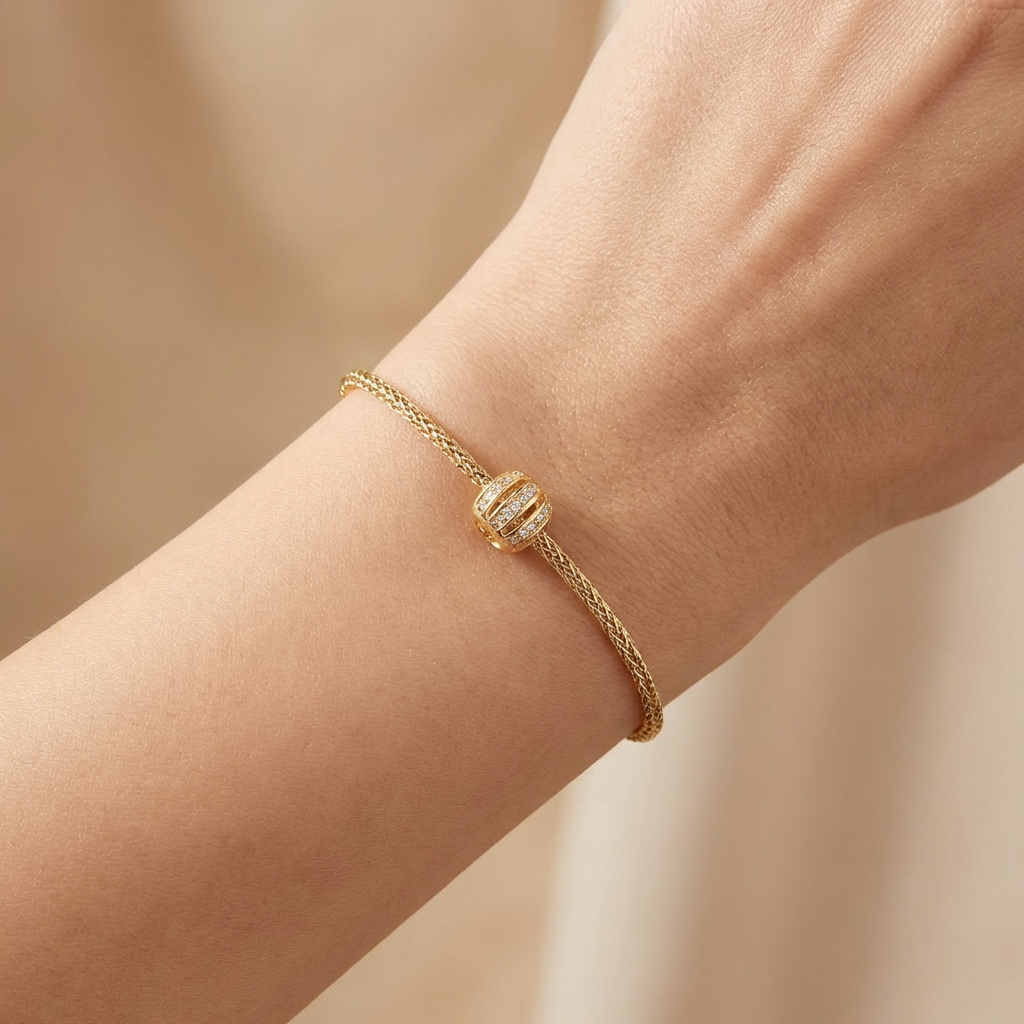 Charm de Oro 14k Diseño Calado Elegante con Incrustación de Zirconias mod. 10645