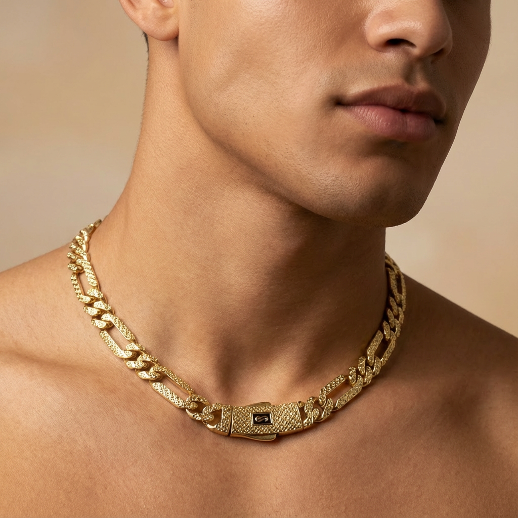 Cadena Monaco Chain de Oro 14k Hueco Modelo Figaro Flex mod. 10370