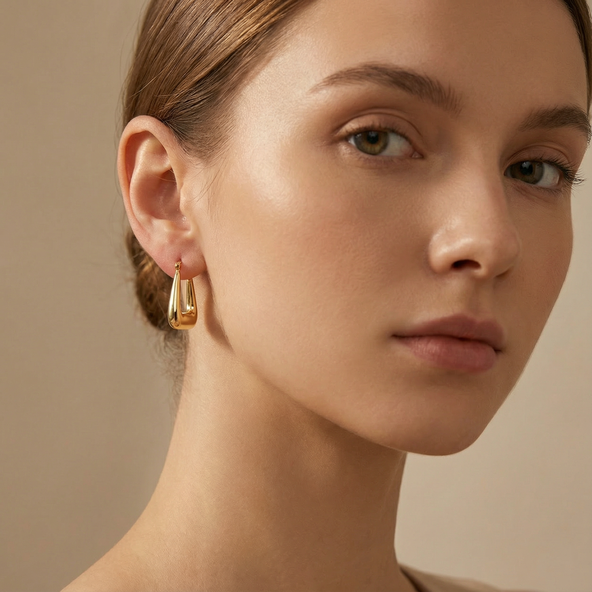 Arracada de Oro 14k Diseño Chunky Inflado Estilo Brillante mod. 10308