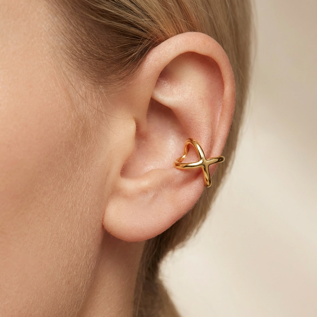 Earcuff de Oro 14k Hueco Trepador Infinito Tubular mod. 10607