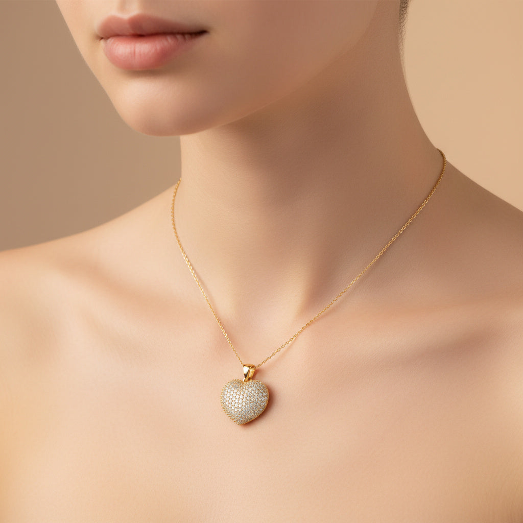 Dije de Oro 14k Corazón Incrustado con Zirconias Finas mod. 10262