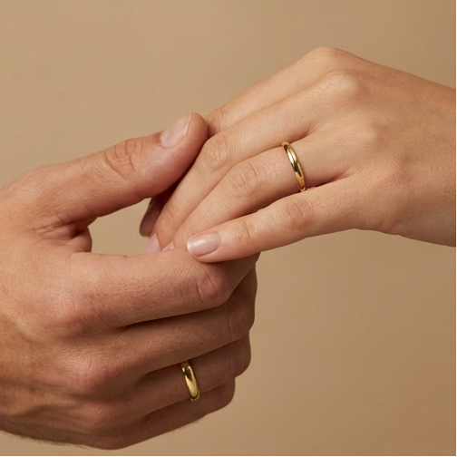 Argollas de Matrimonio de Oro 14k Diseño Confort Tradicional Delgado mod. 10613