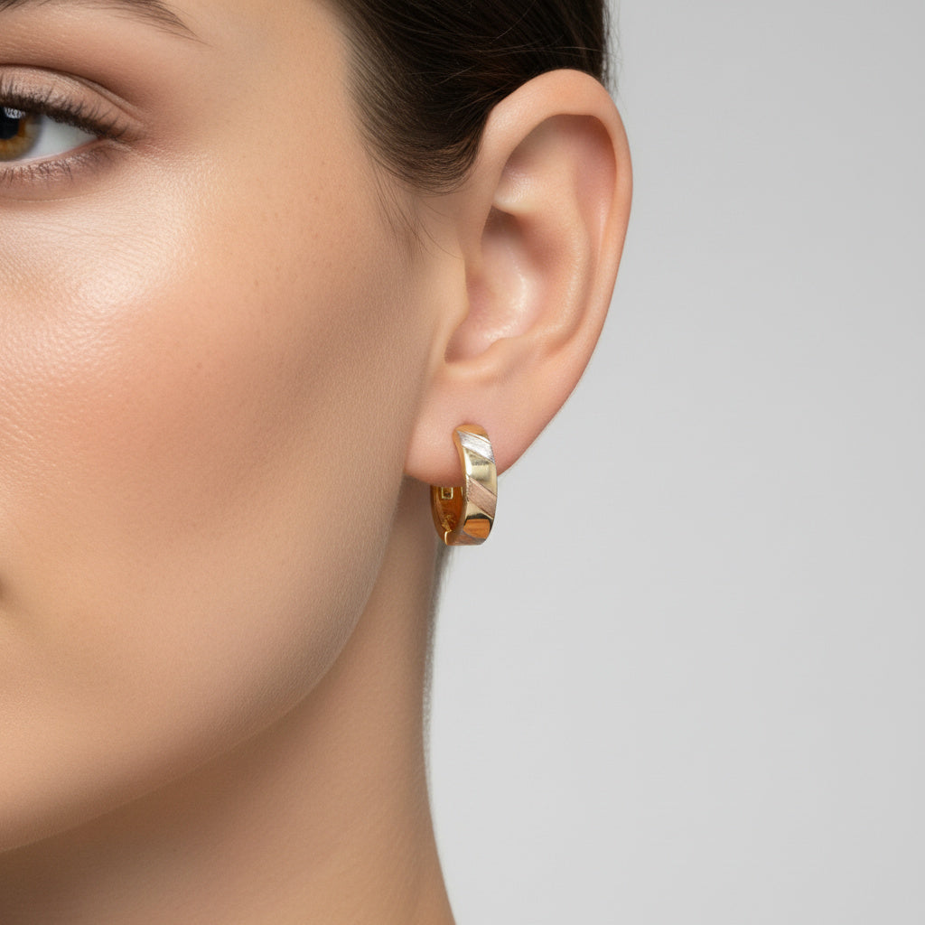 Grapa de Oro 14k Bicolor con Diamantado Especial mod. 10167